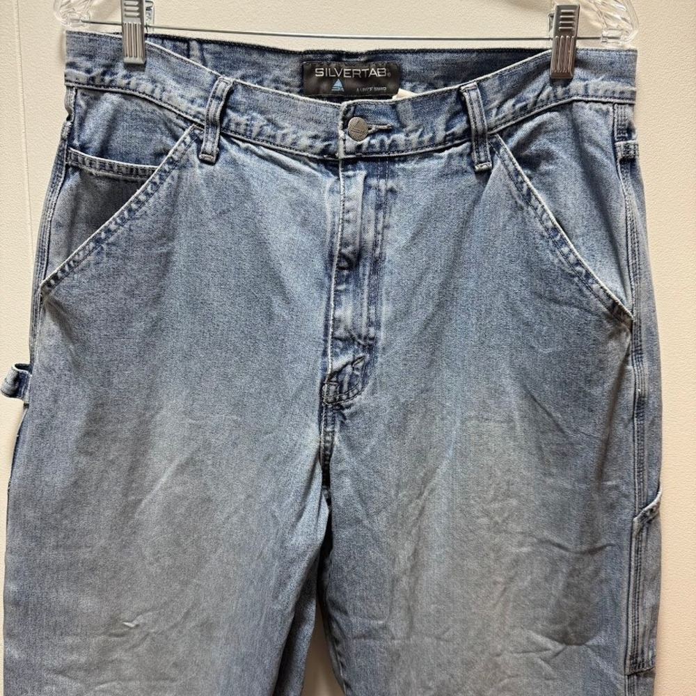 Levis SilverTab Mens Light Wash Carpenter Jeans Loose Fit Utility Denim Vintage‎ - Picture 2 of 9